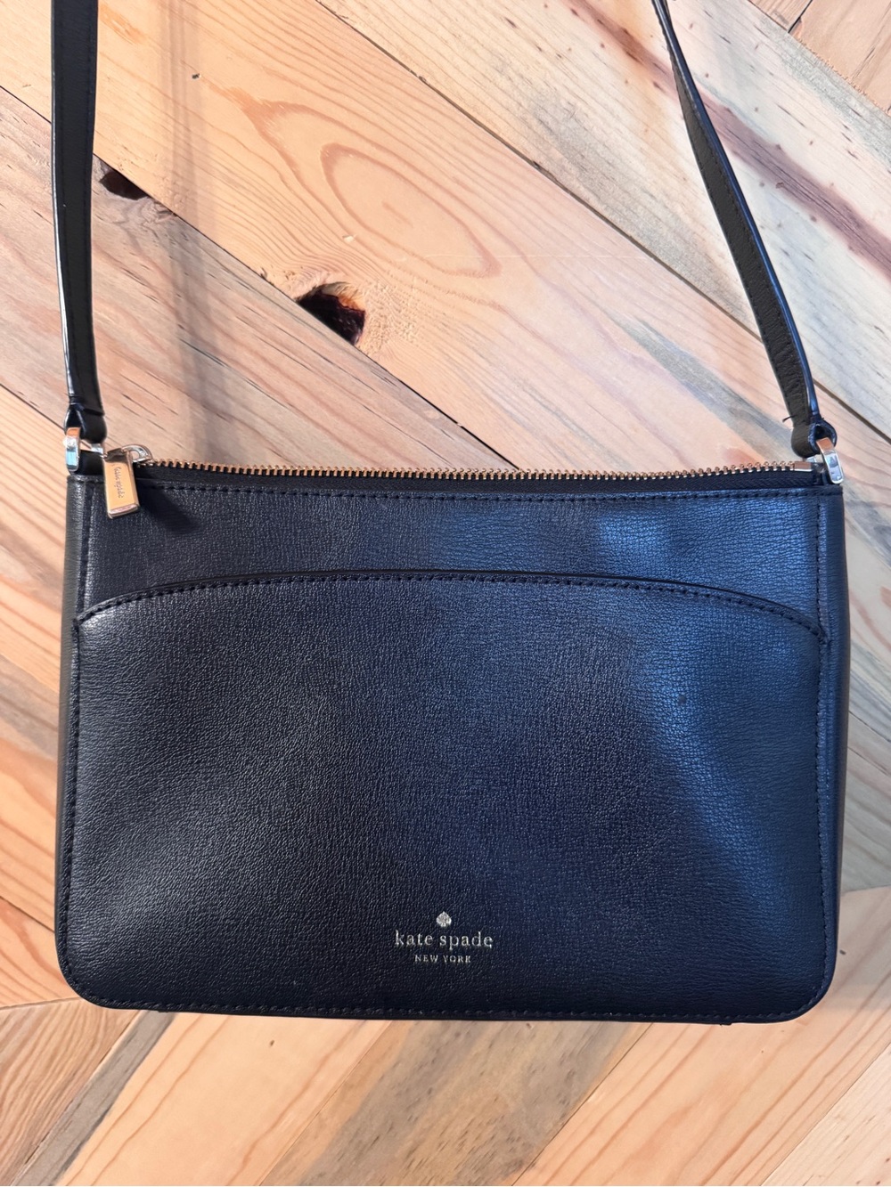 kate spade Black Leather Slim Crossbody Bag